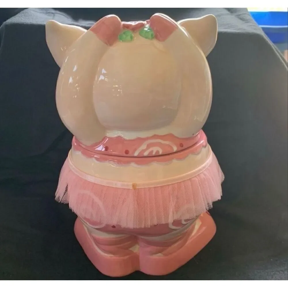 Tutu Piggie Cookie Jar Hand Painted Ceramic Pink Cutesy Ballerina NEW IN BOX